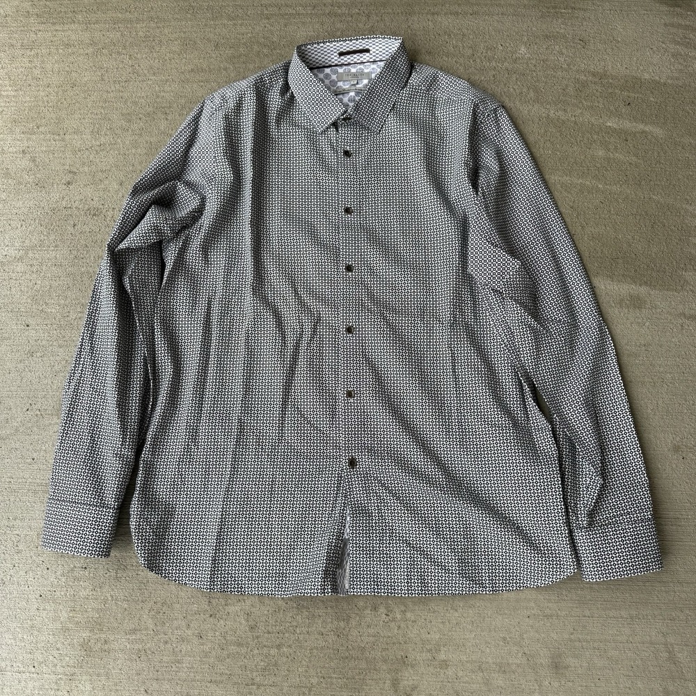 Ted Baker Geometric Print Button Down Shirt Men's XL Long Sleeve